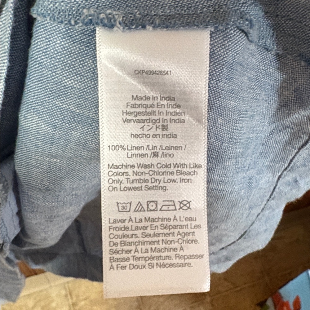 Madewell Splitneck Mini Dress in 100% Linen - Sunfaded Blue - Size 00 - Picture 9 of 15